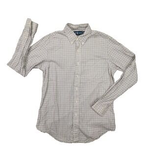 Ralph Lauren White Blue Check Custom Fit Long Sleeve Button Up Shirt size Medium